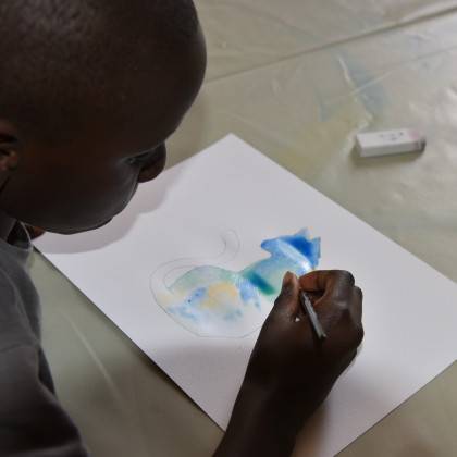 Atelier aquarelle avec Corinne Poplimont école saint Exupéry