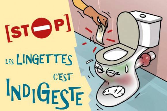 Stop lingettes dans les toilettes